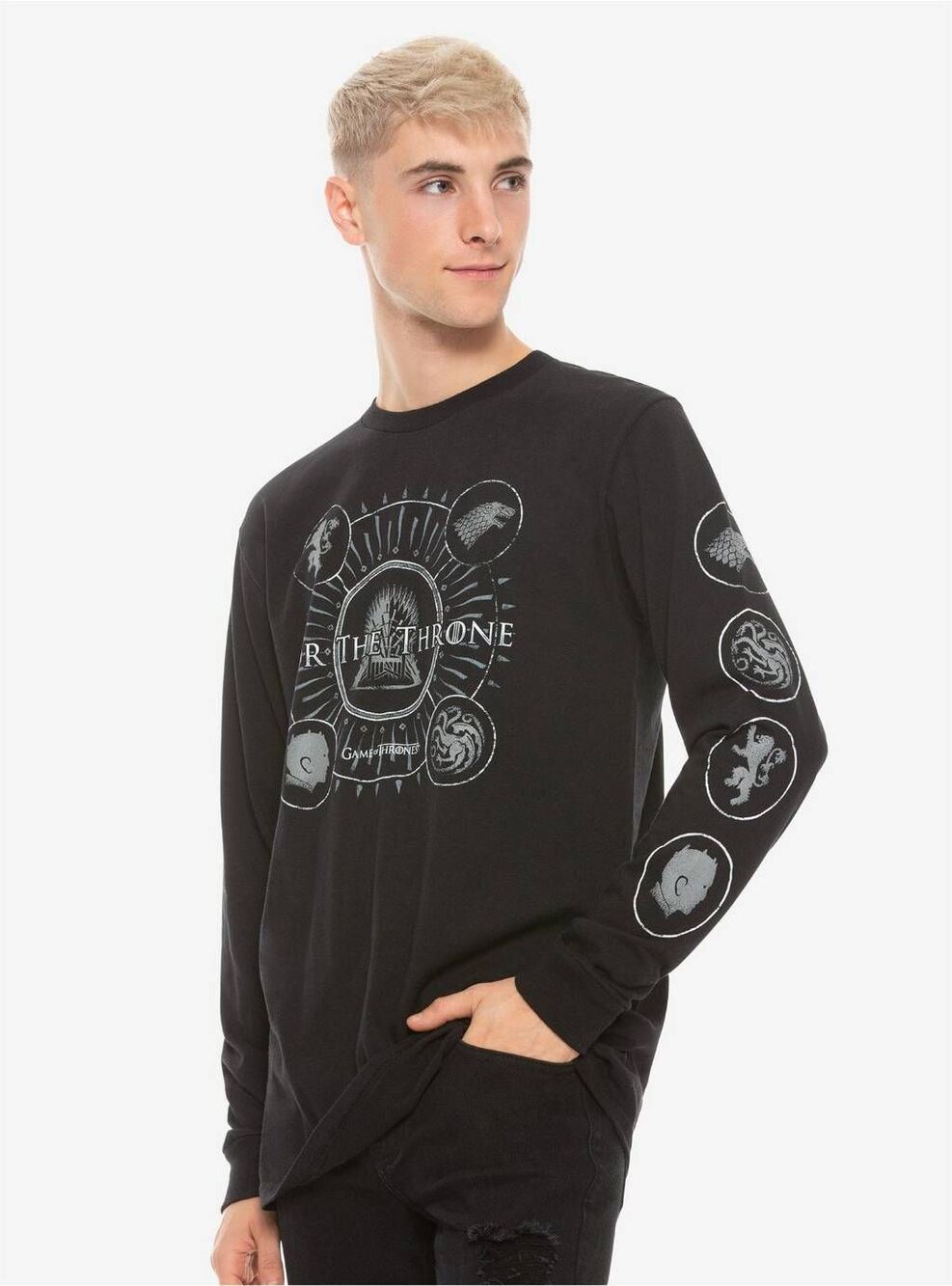 Hot Topic GOT Game Of Thrones For The Throne Long-Sleeve T-Shirt Unisex Medium